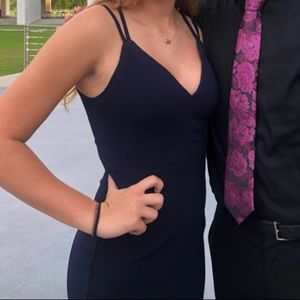 Navy blue hoco dress.